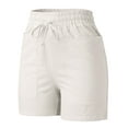thumbnail image 6 of Comfortable Shorts for Women, Linen Shorts,Women's Casual Summer Shorts with Drawstring Elastic Waist and Pockets for Comfort and Style, 6 of 6