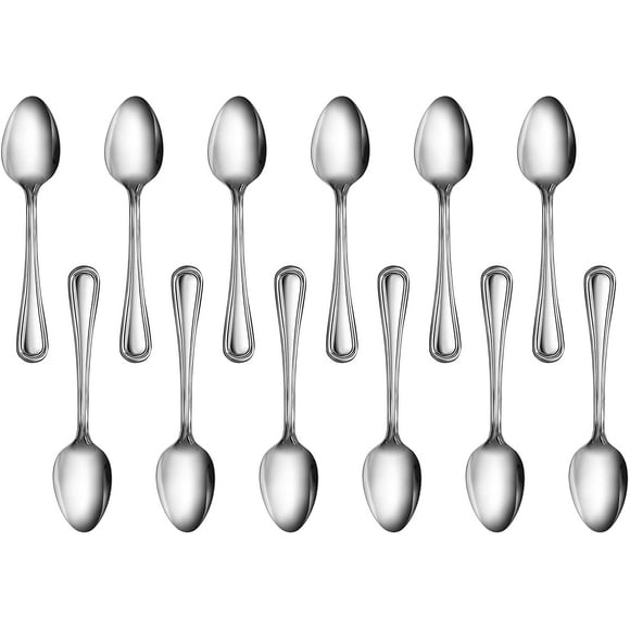 SNYMW Slimline Pattern 18/0 Stainless Steel Teaspoon with Stainless Steel Handle, 12-Count