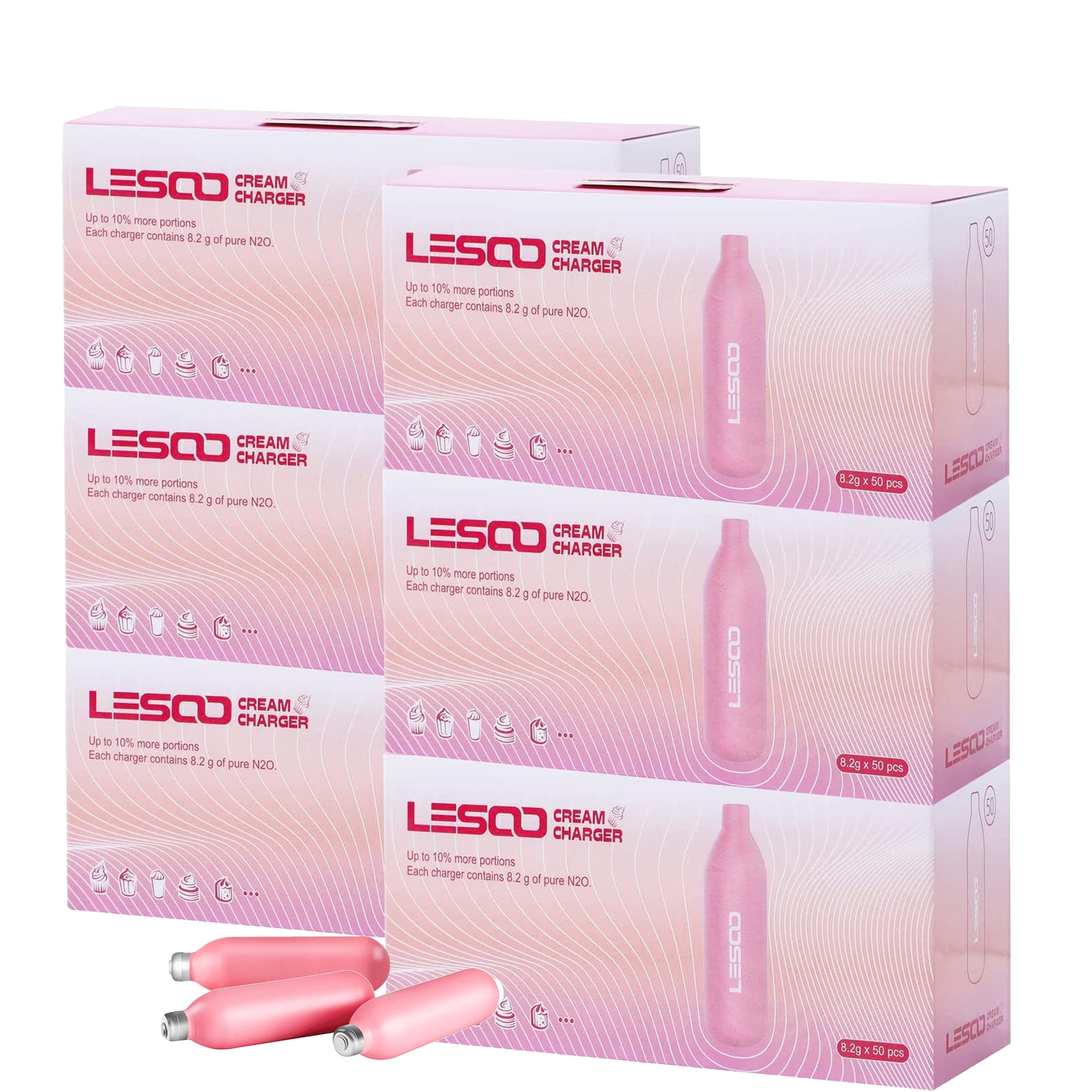 LesooWhip Nitrous Oxide Charger Whipped Cream Charger 300Pack 8.2g Whipped Cream Cartridge for