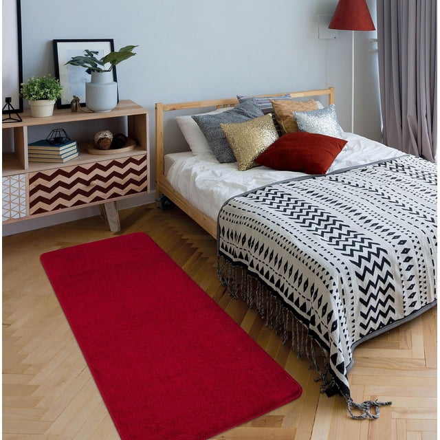 Ottomanson Non-Slip Rubberback Soft Shag Runner Rug for Hallway and Bathroom