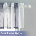 thumbnail image 5 of Coolmee Sheer Valance Curtain，Vertical Stripetier Kitchen Curtain Rod Pocket Faux Linen Textured Window Valances for Farmhouse Decor, Bathroom, 27"*24"*2, Blue, 5 of 7