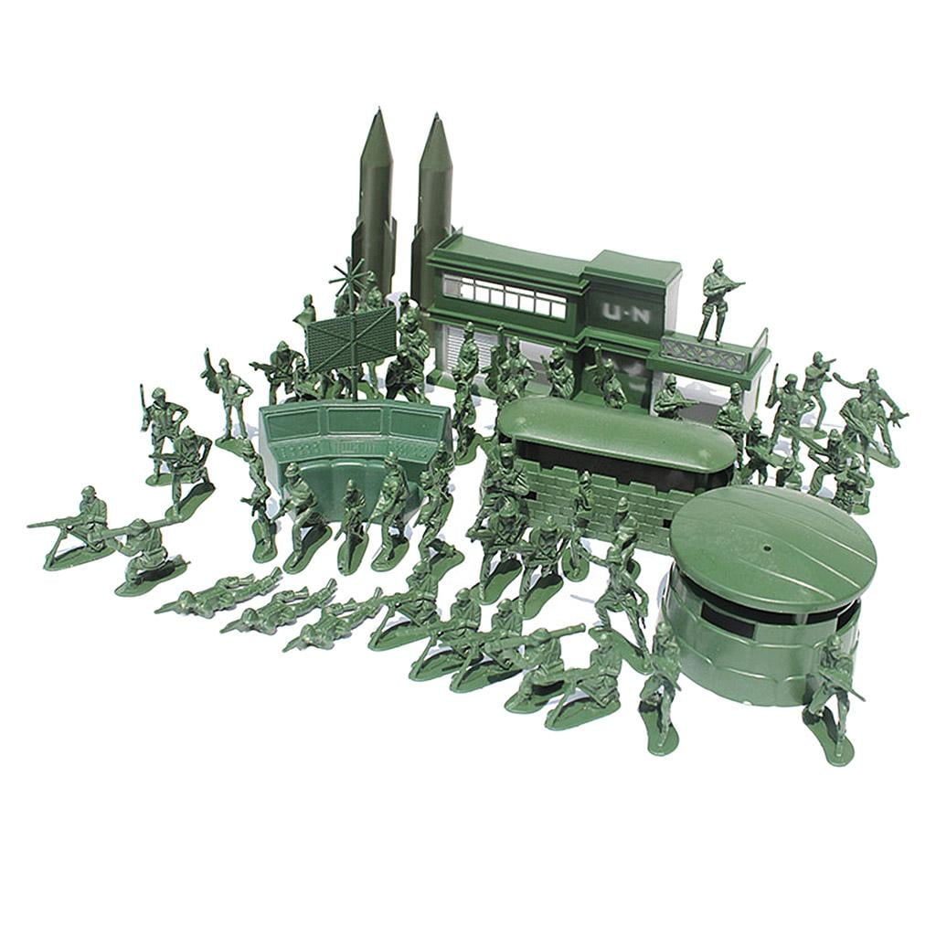 38 pcs Military Base Playset Toy Soldiers Army Men 5cm Figures & Accessories 