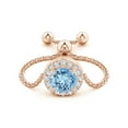 thumbnail image 2 of ANGARA Natural Round Aquamarine Bolo Ring with Diamond Halo in 14K Rose Gold for Women (Size-5mm) | March Birthstone, Birthday, Anniversary, Jewelry Gift for Women | Natural Aquamarine Ring, 2 of 9