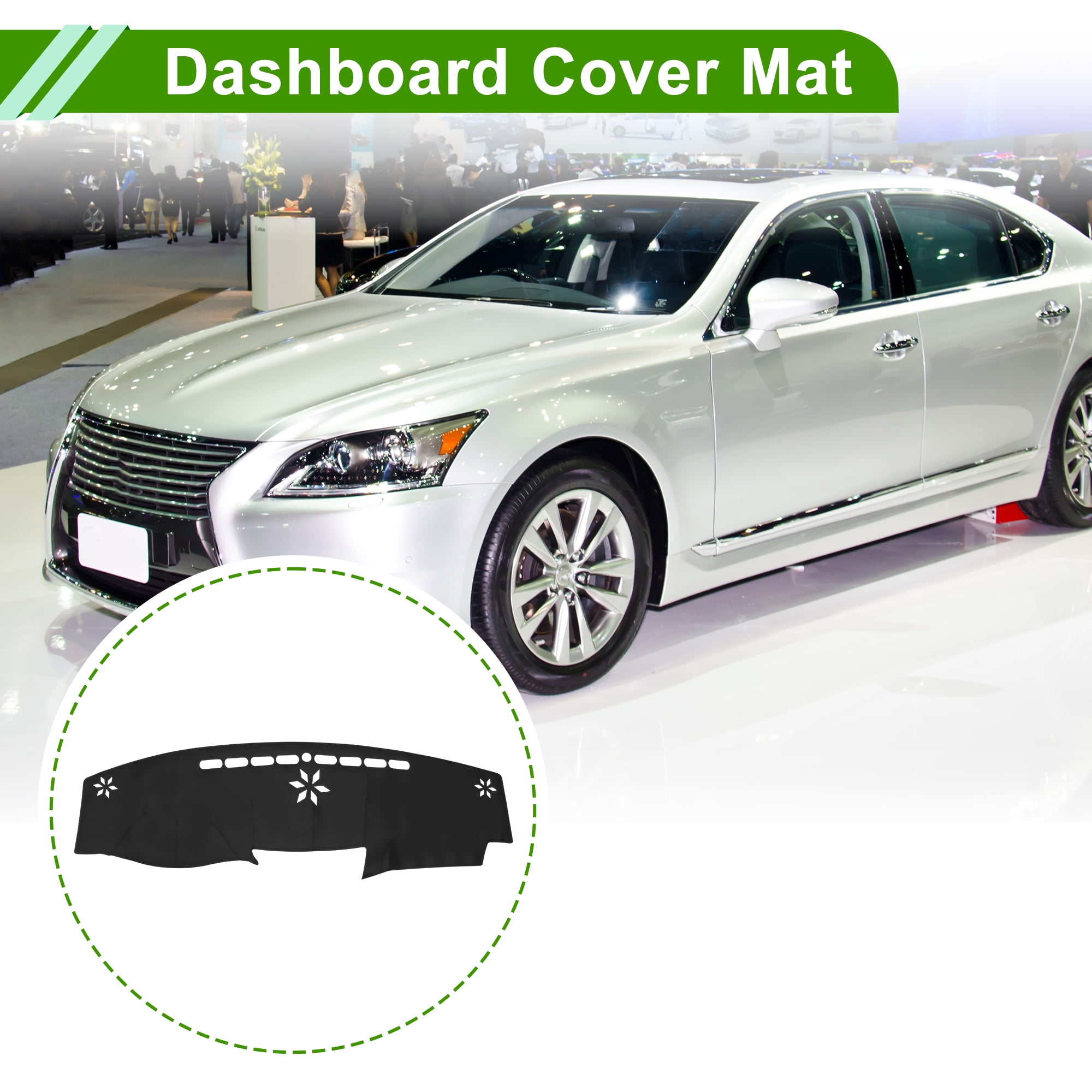 Unique Bargains Dashboard Cover for Lexus LS460 2007-2012 Dash Cover Mat Carpet Center Console Dash Cover Mat Car Interior Anti-Slip Faux Leather Black 1 Pc