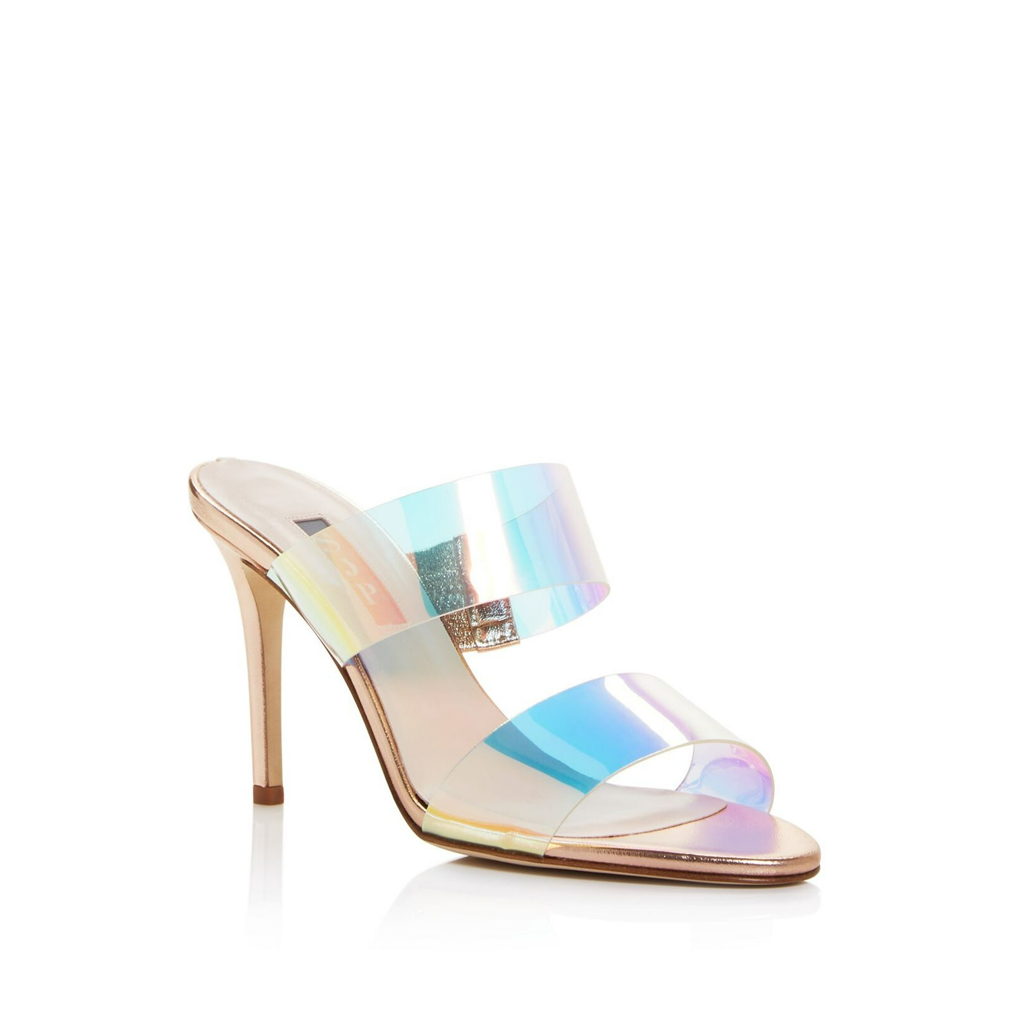 SJP Womens Pink Iridescent Padded Metallic Fling Almond Toe Stiletto Slide Sandals 36.5 Walmart