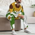 thumbnail image 7 of Naloa Plump Sunflower And Sketch Men’s Pajamas Set - Long Sleeve Button Down Sleep Shirt and Pajama Bottoms Sleepwear Set-, 7 of 7