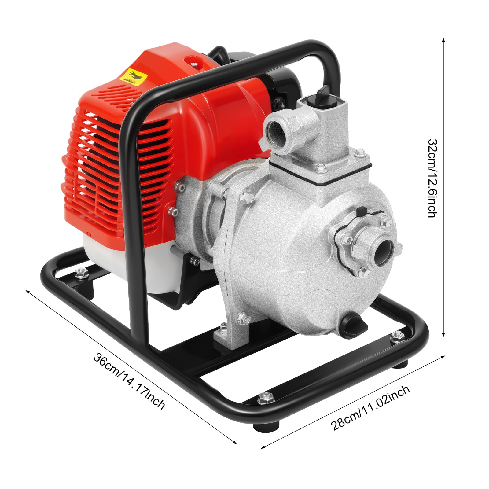 1 Inch Gas Powered Water Transfer Pump,43cc 2-Stroke 1.7HP Gasoline Semi-Trash Water Pump 8500RPM Air cooled High Pressure Irrigation Transfer Pump with Complete Kits for Irrigation