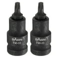 thumbnail image 1 of Uxcell 2pcs T30 Torx Bit Socket 55mm/2.17" Length 1/2" Square Drive Star 6 Point Extension Impact Bit Power Nut Driver Set S2 Steel Socket Ratchet Wrench Bits, Black, 1 of 7