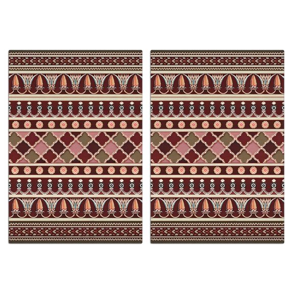 2 Pcs Funny Kitchen Towels,Red Boho Egyptian Lotus and Circles Pattern Microfiber Dish Towels,Kitchen Tea Towels,Kitchen Towel Set (18" X 26")