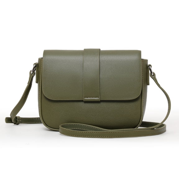 Genuine Cowhide Leather Women's Litchi Grain Square Bag, Flap Shoulder Bag, Tofu Bag, Messenger Bag