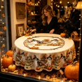 thumbnail image 3 of CSStudio Vintage Halloween Ghost Round Tablecloth 60In Waterproof Polyester Pumpkin Fall Farmhouse Dining Table Cover for Party Kitchen Decor, 3 of 5