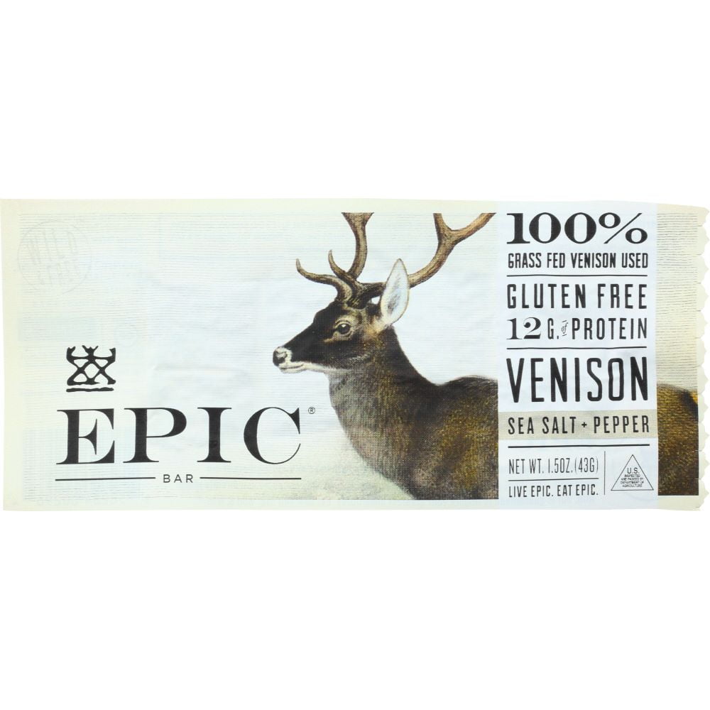 Epic Venison Sea Salt Pepper Protein Bar, 1.5 Oz (Pack Of 12) by