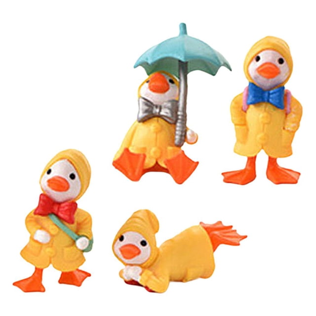 Chubasquero con , decoración dimensional de encantador, adornos de jardín de hadas magnéticos, figura de , modelo, pegatina para refrigerador para la familia Amarillo Zulema Figuras de pato en miniatura