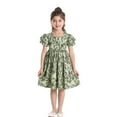 thumbnail image 1 of Robes pour Bébés Enfants Filles Manches Courtes Robe de Fête d'Été Imprimé Léopard Robe Décontractée Robe Ado Fille Vert 2 Ans-3 Ans, 1 of 6