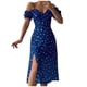 thumbnail image 1 of Moda Mujer Verano Casual Cuello en V Estampado fuera del hombro Vestido de manga corta Fridja  bnh4396, 1 of 5