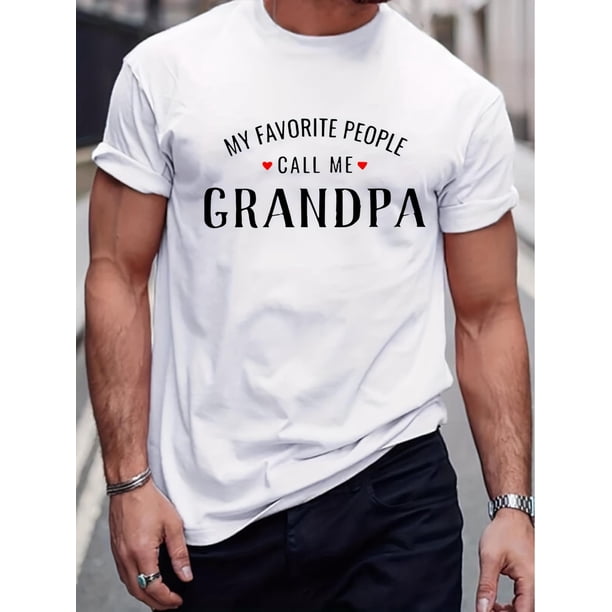 Favorite Grandpa" Graphic Men's T-Shirt - Casual Crew Neck, Short Sleeve, Silicone, Non-Transparent, All-Season Wear, Machine Washable, Polyester, 100.0% Tee For Adult, Men, Women, Teen, Teenager, Ad
