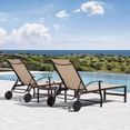 thumbnail image 2 of PURPLE LEAF Outdoor Chaise Lounge Chair Set of 3 with Side Table and Wheels Adjustable Aluminum Chairs Light Khaki for Outside Yard Patio Pool Garden Beach, 2 of 9
