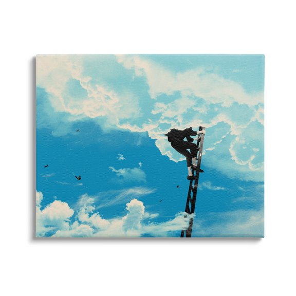 Stupell Industries Climbing Ladder Into Clouds Concept Graphic Art Gallery Wrapped Canvas Print Wall Art, Design by Matheus Lopes Castro