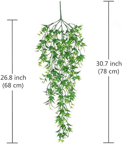 Artificial Vine, Sinhoon Hanging Ivy Sweet Potato Leaves Plastic Plants Foliage Vines, UV Resistant Greenery Fake Flowers for Indoor Outdoor Garden Door Wall Wedding Party Table Decoration Green 4Pcs