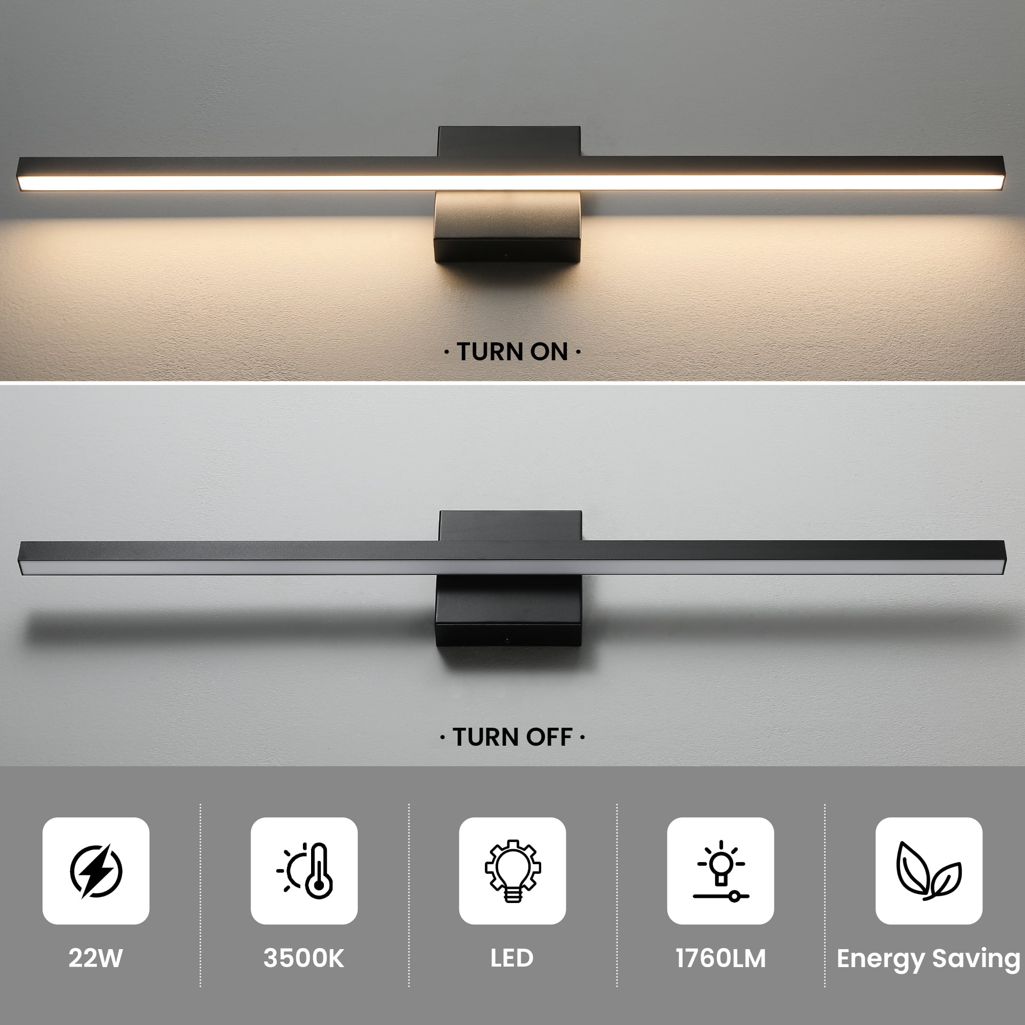 Vanity Light for Bathroom Lighting Fixtures Over Mirror Dimmable Integrated LED 32 inch Modern Vanity Lights Black Bathroom Light Bar Bath Wall Sconce