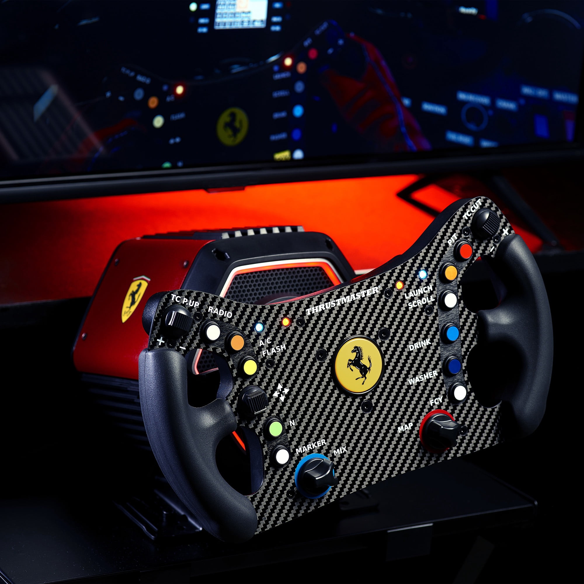 Thrustmaster Ferrari 488 GT3 Wheel Add-On, 1:1 Replica, 11 Buttons - PS5, Xbox X|S, PC