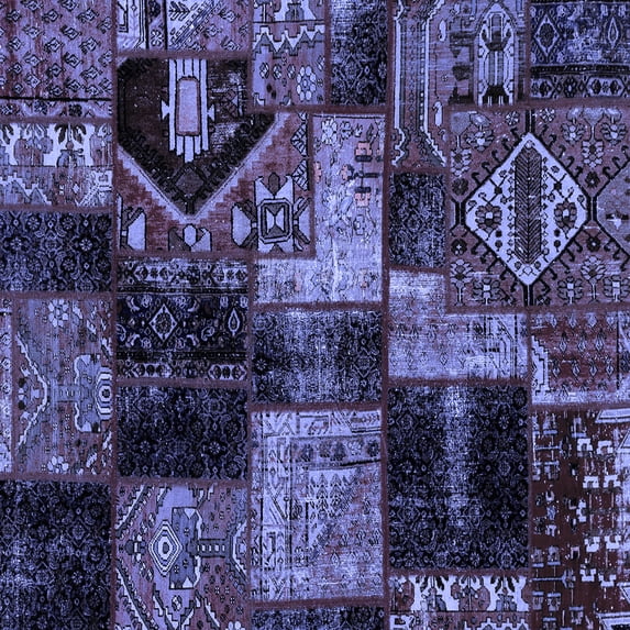 Ahgly Company Indoor Square Patchwork Blue Transitional Area Rugs, 7' Square