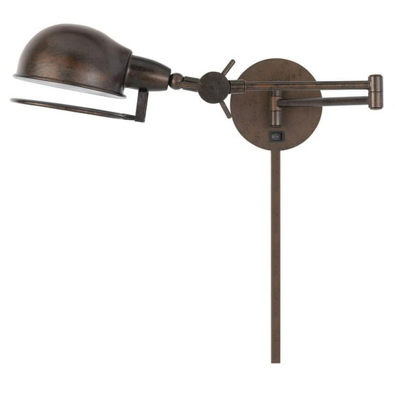 Cal Lighting Linthal 1-Light Metal Wall Lamp with Adjustable Shade in Rust Brown