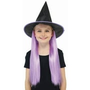 Way to Celebrate Halloween Child Witch Hat with Purple Hair