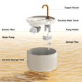 thumbnail image 2 of Fuente de agua de cerámica para gatos DOOOB de 2,1 L con bomba y 3 filtros, color beige, 2 of 6