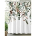 thumbnail image 3 of Christmas Bathroom Curtain 72 Inch Shower Stall Curtain with Hooks, Xmas Botanical Pinecone Eucalyptus Leaves Waterproof Polyester Bath Curtain Washable Bathtub Curtain 36''x 72'', 3 of 6