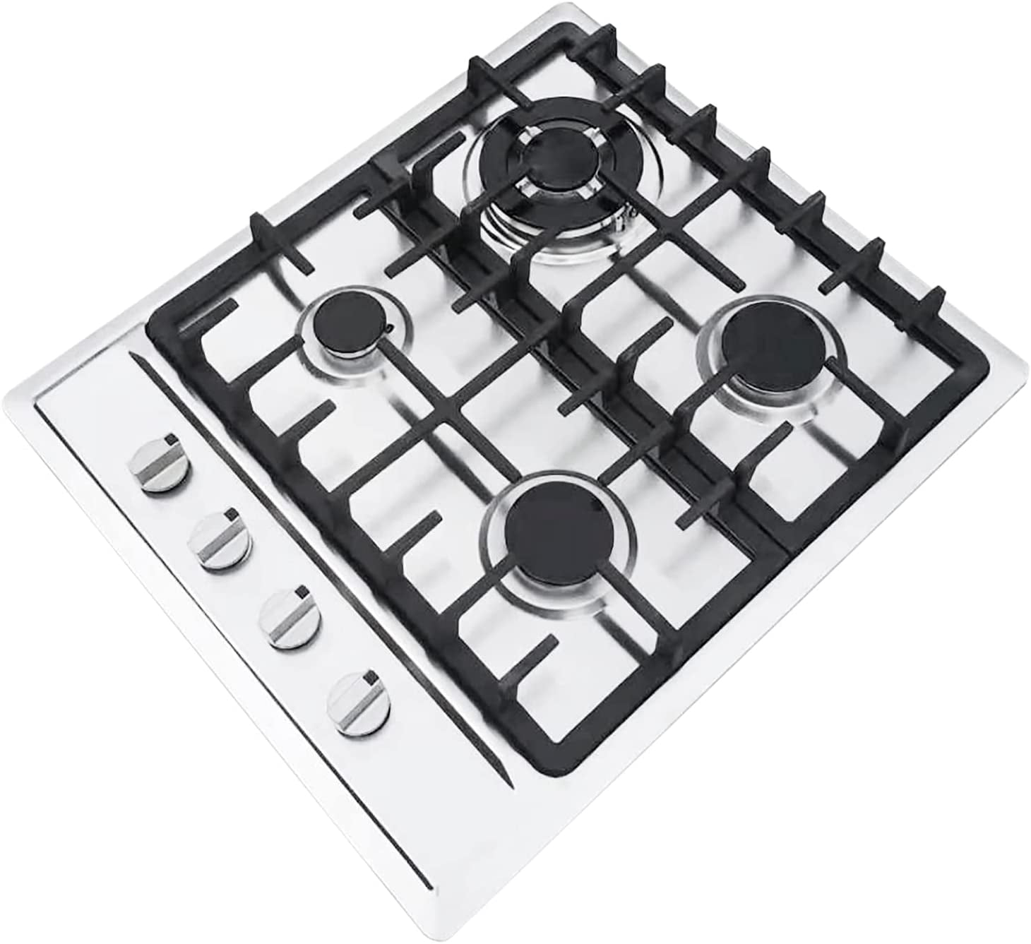 ANQIDI Gas Cooktop, 4 Burners Stainless Steel Stove NG/L-P-G Gas Hob Kitchen Built-In Stove