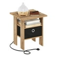 thumbnail image 4 of Furinno Andrey USB and Type-C Port Charging Station End Table with Storage Bin, Flagstaff Oak/Black, 4 of 7