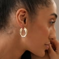thumbnail image 3 of LeCalla 925 Sterling Silver Two Tone Click Top Intertwining Round Hoop Earrings for Women and Teen 28MM, 3 of 9
