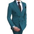 thumbnail image 1 of MensDouble-breastedBlazerSuit2PiecesSlimFitWeddingGroomTuxedosPeakLapelFormalPromSuits, 1 of 5