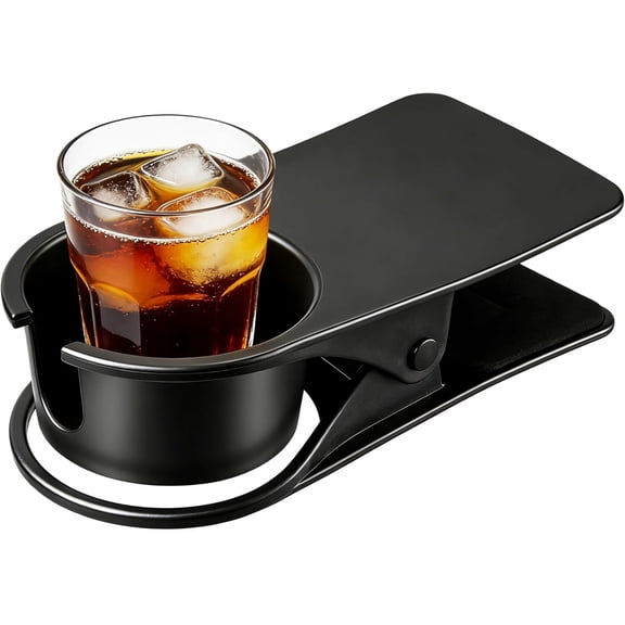 Cup Holder Clip – Portable Desk Drink Holder for Coffee Mug, Water Glass, Beverage, Thermos – Strong Clip-on Table Edge Clamp for Office, Home, Pens & More
