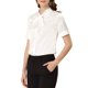 thumbnail image 4 of Blusa elegante de satén con cuello atado para mujer INSPIRE CHIC, camisa de oficina de manga corta con botones, talla XS, blanca, 4 of 7
