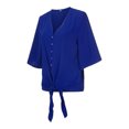 thumbnail image 4 of IROINNID Womens Long Sleeve V-Neck Shirts Solid Three Quarter Tee Home Popular Blouse Tops,Blue, 4 of 6