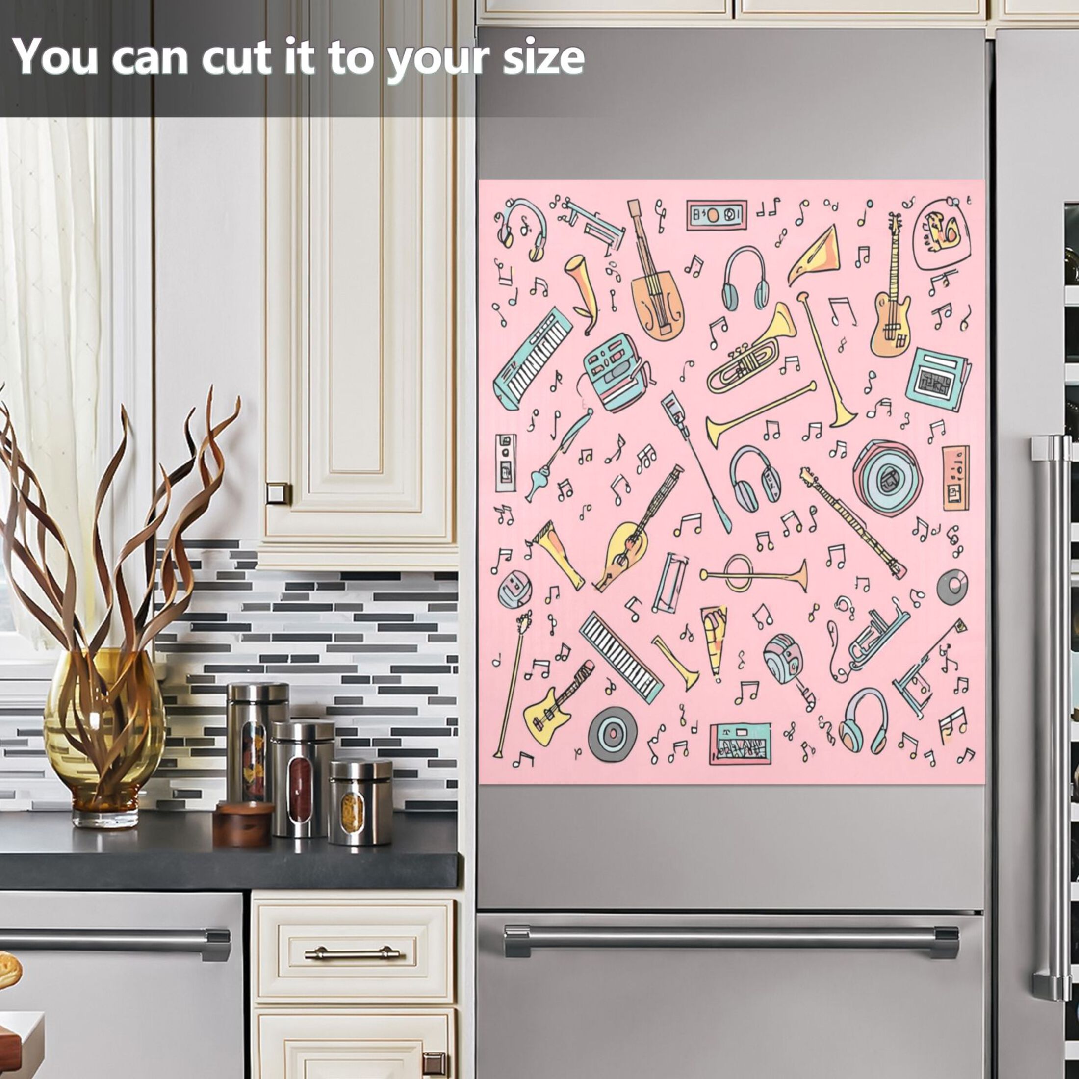 IAUYY Magnetic decorative sticker - 23x26 Inch PVC Refrigerator Decorative Cover, Removable DIY Art for Kitchen Appliances Graffiti Note Audio Equipment