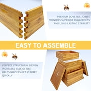 XYJBHB Beehive Starter Kit, 3-Layer Langstroth Bee Hive with Beeswax Coated Foundation, 2 Deep and 1 Medium Boxes, Beginner Friendly