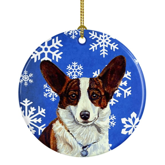 Corgi Winter Snowflake Holiday Ceramic Ornament LH9288