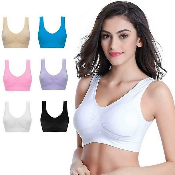 6 Pack Genie Bra Seamless Sports Underwear Breathable Sexy Invisible Vest  For Yoga Running-M- 