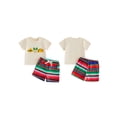 thumbnail image 2 of BemeyourBBs Toddlers Baby Boys Mexican Fiesta Outfits Cinco De Mayo Baby Boy Outfit Short Sleeve Embroidery T-shirt with Striped Pockets Shorts Set Toddler Boys Summer Clothes, 2 of 9