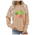 thumbnail image 1 of Wyzesi Chandails en Molleton Marron pour Femmes TP Chandail en Molleton Décontracté à Imprimé Floral Col Rond Manches Longues Coupe Ample, 1 of 3