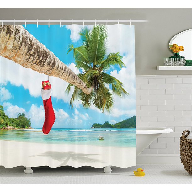 Christmas Shower Curtain Beach Nautical Christmas Decorations by