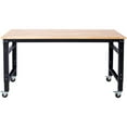 thumbnail image 4 of Workbench - 60" Wide Rolling Workbenches for Garage - Adjustable Height, Workshop Tool Bench, Metal with rubber Wood Top, 4 of 9