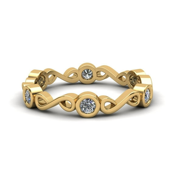 Natural .20Ct Round Cut Brilliant Diamond Women's Anniversary Wedding Eternity Band Ring Solid 14k Yellow Gold H SI2