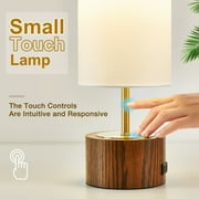 NATYSWAN Bedside Table Lamps Set of 2,Touch Control Nightstand Lamp with USB Ports,Minimalist Modern Desk Lamps with Fabric Shade for Bedroom Living Room