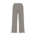 thumbnail image 4 of DHFJKG Women's Casual Pants Solid Color Ruffled Hem Comfortable Loose Fit Trousers For Daily Wear Pure Color Stretchy Lightweight With Pockets Versatile Trousers, 4 of 5
