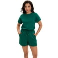 thumbnail image 7 of DARING DIVA Women's Summer 2 Pieces Outfits Short Sleeve Tops Shorts S Dark Green, 7 of 7