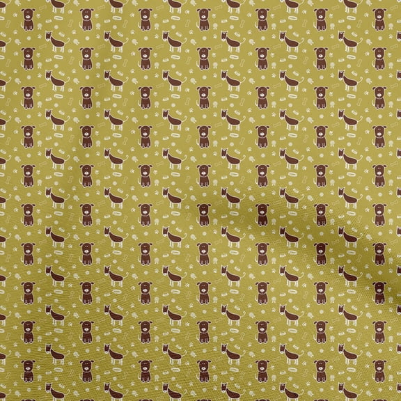oneOone Viscose Chiffon Lime Green Fabric Floral & Puppies Quilting Supplies Print Sewing Fabric By The Yard 42 Inch Wide